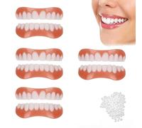 Generico Protesi Complete Dentiera in Silicone Bocca Completa Protesi Flessibili Modellabili per Uomini E Donne Morbide E Confortevoli Denti Dall'aspetto Naturale,4 Pairs