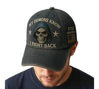 Genérico PTSD Awareness Hat, My Demons Know I Fight Back Hat, Regolabile Strap, Cappellini da Baseball Vintage Cotone con Supporto Mentale, per Attività Casual All'aperto, giallo, L