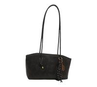 Generico PU All-Match Borsa a tracolla con ciondolo Retro Avambraccio, grande capacità, squisita, borsa per la spesa femminile, Nero , 340x180x80mm