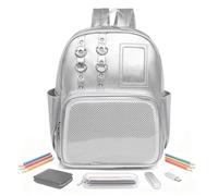 Generico PU Leather Badge Display Backpack - Cute Aesthetic Organizer Purse With Storage Pouch, Multi-Compartment Shoulder Bag For Work, Travel, Hiking, Comic Con & Everyday Use