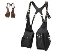 Generico Pu Leather Shoulder Harness Anti-Theft Bag, Double Shoulder Vest Bag,Vintage Unisex Design With Secure Zipper Compartments Adjustable Strap,For Daily Commute Outdoor Travel (Black)