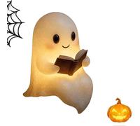 Generico Pubyfun/Fanyil Glowspirit, Cute Ghost Reading Book Lamp, Resin Halloween Ghost Night Light, 3D Little Ghost Lamp (Big)