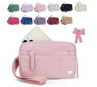 Generico Puffer Wristlet Wallet Fits Phone, Convely Essential Wristlet, Nylon Quilted Wallet with 3 Zipper, for Business, Trip (Pink)