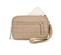 Generico Puffer Wristlet Wallet Fits Phone, Convely Essential Wristlet Wallet, Nylon Quilted Wallets with 3 Zipper Purse for Women (Khaki)