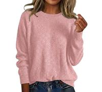 Generico Pull Donna con Paillettes a Maniche Lunghe, Top Elegante in Maglia a Girocollo per Serata e Occasioni Speciali