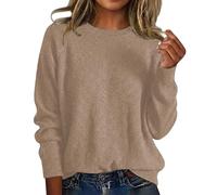 Generico Pull Donna con Paillettes a Maniche Lunghe, Top Elegante in Maglia a Girocollo per Serata e Occasioni Speciali
