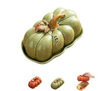Generico Pumpkin Butter Dish with Lid - Fall Kitchen Countertop Tray, Ceramic Cute Pumpkin Butter Container, for Halloween Thanksgiving Pumpkins Party (Green)