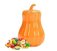 Generico Pumpkin Candy Jar, Halloween Storage Container 3.43x5.47 inches, Ceramic Loose Tea Bowl, Decorative Fall-Themed Keepsake, Ideal for Kitchen Bedroom Living Room Collectors Homeowners