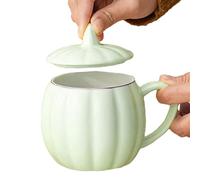 Generico Pumpkin Cup with Lid, Ceramic Mug for Party, Temperature Resistant Pumpkin Ceramic Cup for Cold and Hot Beverages Workplace Dining Living Room Bedroom Home Travel