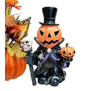 Generico Pumpkin Halloween Figurines - Resin Gothic Decorative with Top Hat