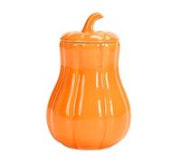 Generico Pumpkin Jar, Ceramic Candy Container, Airtight Lid Storage Canister, Compact Fall Themed Decorative Accent for Kitchen, Living Room, Tea, Snacks, Holiday Decoration, Orange