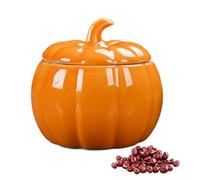 Generico Pumpkin Jar, Halloween Ceramic Container 3.9x3.62 inches, Harvest Cookie Storage Canister, Fall Themed Food Holder, Ideal for Kitchen Dorm Living Room Apartment Party Decoration