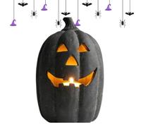Generico Pumpkin Lantern Spooky Resin - Halloween Tabletop Ornament, I | Black Halloween Pumpkin Statue For I Porch Mantel Yard Home Desk Hallway Haunted House