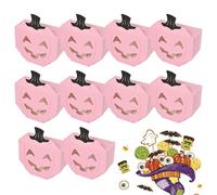Generico Pumpkin Treat Boxes, Halloween Candy Containers, Festive Snack Holders, 3.54x1.57x2.76 inches, Scary Themed Design, Set of 10 Pieces, Perfect for Table Decor, Food Truck Setup, Yard Display
