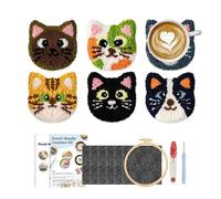 Generico Punch Needle Coaster Set, Embroidery Punch Stitching Kit for Adults and Beginners, Yarn Hoop Craft Supplies, Portable DIY Craft Kit for Kids and Adults