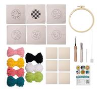 Generico Punch Needle Set | Punch Needle Coasters | Embroidery Coaster Craft Kit, Punchs Needl Kit for Beginners | 6 Fabrics, 7 Spools of Thread, DIY Crafts, Decor