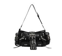 Generico Punk Motorcycle Rivet Handbag Punk Shoulder Bags for Women Y2K Black Crossbody Bags Gothic Rivets Hobo Handbag for Vacation Street