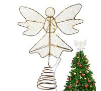Generico Puntale per Albero 'Angelo - Metallo, ABS 9,84x7,87 Pollici | Decorazioni Natalizie con Angelo LED Natalizio, Figurine Decorative sulla Cima 'Albero | Interno Soggiorno Camera da Portico