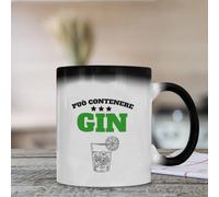 Generico ''Può contenere gin'' Tazza Magica con Frase Italiana Divertente, Ceramica Bianca e Nera, Design Tazza da Caffè con Effetto Termico idea regalo natale mug inverno latte tisana