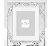Generico Puro Argenti Cornice in Argento 999 per 25° Anniversario, Design Floreale, 20x25 cm