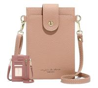 Generico Purrcase Women's Ultra-Slim Vertical Phone Wallet - Card Holder with Pockets, PU Mini Crossbody Bag with Card Slots and Pockets (Light Pink)