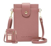 Generico Purrcase Women's Ultra-Slim Vertical Phone Wallet - Card Holder with Pockets, PU Mini Crossbody Bag with Card Slots and Pockets (Pink)