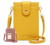 Generico Purrcase Women's Ultra-Slim Vertical Phone Wallet - Card Holder with Pockets, PU Mini Crossbody Bag with Card Slots and Pockets (Yellow)