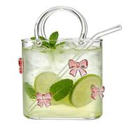 Generico Purse Drinking Glass - Portable Mini Beverage Cup for Travel Use | Borosilicate Glass Body with Silicone Protective Sleeve, Compact Drinkware for Water Juice Coffee On The Go Sipping