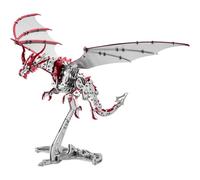 Generico Puzzle 3D in Metallo con Modello di pterosauro Tuono, Kit Fai da Te per assemblaggio Meccanico bionico in Metallo con Modello di Drago, Adolescenti e Adulti,Rosso
