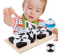 Generico Puzzle Building Blocks - Wood, Preschool Learning Skill Development Toy | Brain Teaser & STEM Puzzle Blocks, 32 Pieces With 40 Challenge Cards & Bell For Logic, Creativity, Problem-Solving