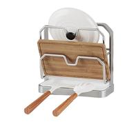Generico Pyt Lid Storage Rack - Pit Lid Holder | Spoon Holders, Wall-mounted/desktop Dual-use, Multi-functional Tool Removable Drip Tray, Stainless Steel Kitchen Pot Lod And Utensil Stove