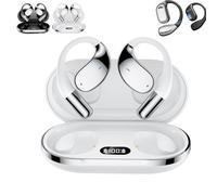 Generico Q39 Ai Translation Clip-On Bluetooth Earphones, Q39 AI Earbuds Translate, Real Time Bluetooth 5.4 Translation Headphones, Waterproof, Open, for Travel Business Learning (White+AI)
