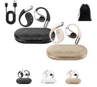 Generico Q39 Ai Translation Clip-On Bluetooth Earphones, Q39 AI Earbuds Translate, Real Time Open Ear Headphones, Translator Earbuds Fit iOS Android Ideal for Travel Business Learning (Black+Gold)
