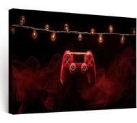 Generico Quadri Moderni con Cornice 140x70 cm - Controller Gioco Rosso Moderno, Stampa su Tela Grande per Soggiorno e Camera da Letto, Quadro Decorativo da Parete per Ufficio Sala Camera