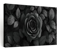 Generico Quadri Moderni con Cornice Camera Da Letto 100 x 75 cm, Foto Quadro su tela Con Cornice Effetto 3D Fiori Misterioso Rosa Decorazioni - Parete Soggiorno Nero Stampa Su Tela Casa
