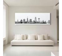 Generico Quadri Su Tela Minimalista, Stampe Da Parete Soggiorno Dipinto Skyline Della Città Nera Stampe Su Tela Soggiorno Camera da Letto, Frameless 140 x 70 cm