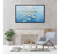 Generico Quadro Da Parete Con Ninfea Blu, Dipinto A Mano Al 100% Con Texture, Olio Su Tela, Opera D'Arte Originale Senza Cornice, Estetica Per Soggiorno E Camera Da Letto Decorazione Moderna Per La
