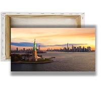 Generico Quadro Moderno Stampa Quadro da parete Su Tela Quadri Moderni Arte MANHATTAN New York Tramonto Statua della Libertà Città Monumenti T324 (100x50)