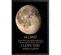Generico Quadro Personalizzato Fase Lunare - Regalo della Luna del Tuo Giorno Speciale - This is what the moon looked like when...
