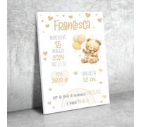 Generico Quadro personalizzato nascita, tre modelli, tre colori, idea regalo per nascit, arredo cameretta decorazione 20x30cm (BEIGE)