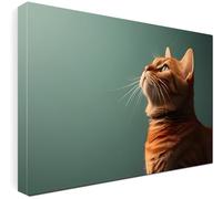 Generico Quadro su Tela gatto sfondo verde 80x120, Stampe professionali da Parete, Quadro moderno adatto per ambienti come salone, soggiorno, camera da letto, salone, b&b ecc.