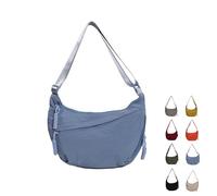 Generico Quantifyn Women’s Nylon Crossbody Hobo Bag - Adjustable Strap, 3 Braided Zipper Pockets with Divider for Daily Use (Blue)