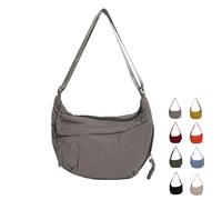 Generico Quantifyn Women’s Nylon Crossbody Hobo Bag - Adjustable Strap, 3 Braided Zipper Pockets with Divider for Daily Use (Gray)