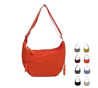 Generico Quantifyn Women’s Nylon Crossbody Hobo Bag - Adjustable Strap, 3 Braided Zipper Pockets with Divider for Daily Use (Orange)