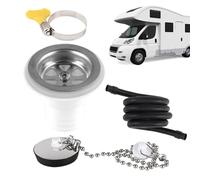 Generico Quick Connect RV Sink Drain, Drain Plug Hole Fitting, 200cm Tube with Angle Fitting, Sink Waste Filter, Marine Part with Sturdy Build, Repair for Boat And Marine