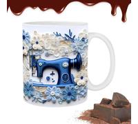 Genérico Quilting Machine Mug | 3D Sewing Ceramic Cup - 350 ml Flat Printed Coffee for Enthusiasts, Gift Men & Women, Birthday Present, Novelty Craft Lover's Kitchen Office Drinkware