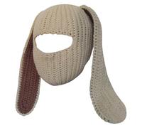 Generico Rabbit Ear Hat Autumn And Winter Neck Knitted Hat (Beige One Size)