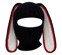 Generico Rabbit Ear Hat Autumn And Winter Neck Knitted Hat (BK1 One Size)