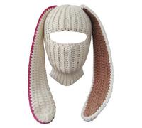 Generico Rabbit Ear Hat Autumn And Winter Neck Knitted Hat (Brick Red One Size)