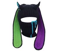 Generico Rabbit Ear Hat Autumn And Winter Neck Knitted Hat (Green One Size)